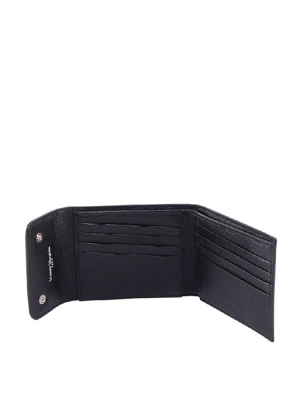 Stitched goatskin flap wallet