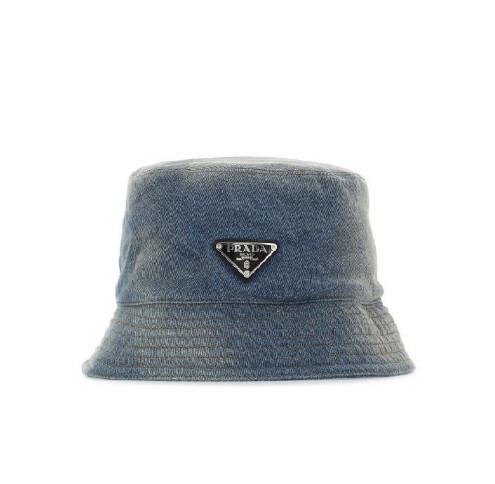 Triangular logo denim bucket hat