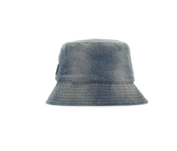 Triangular logo denim bucket hat