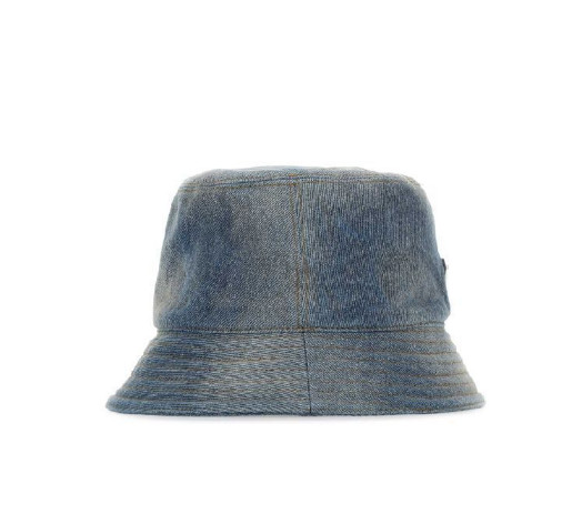 Triangular logo denim bucket hat