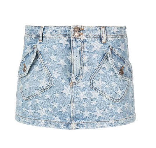 Star jacquard denim mini skirt