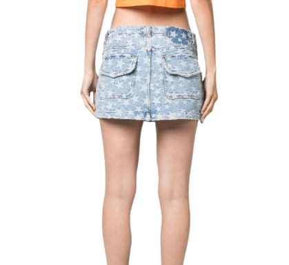 Star jacquard denim mini skirt