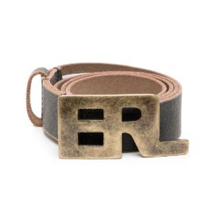 Crack Leather Effect Logo Belt