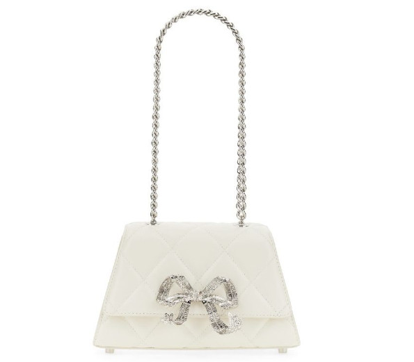 Diamond-quilted leather mini-bow bag