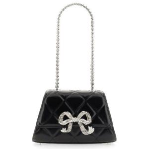 Diamond-quilted leather mini-bow bag