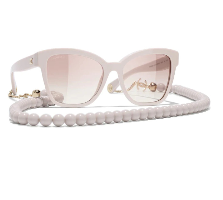 Beaded Chain Strap Logo Sunglasses
