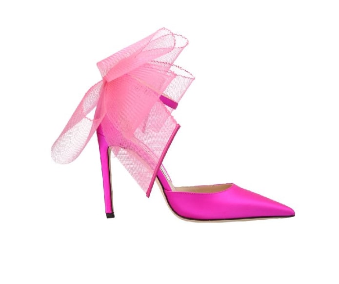 AVERLY back bow-embellished satin sandal heels
