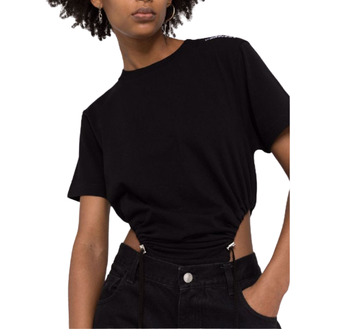 Cut-out drawstring ruched T-shirt