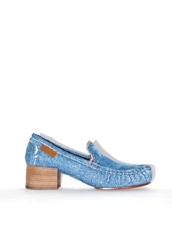 heeled denim loafers