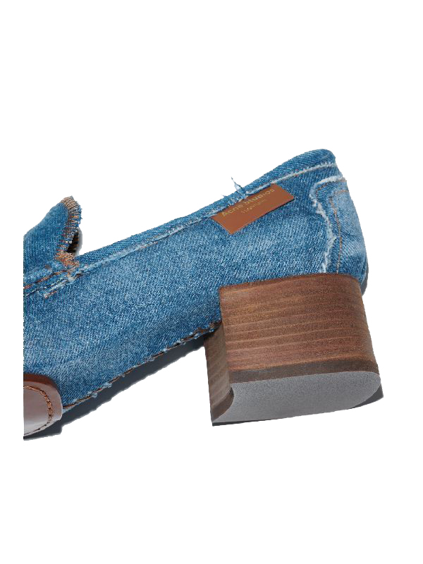 heeled denim loafers