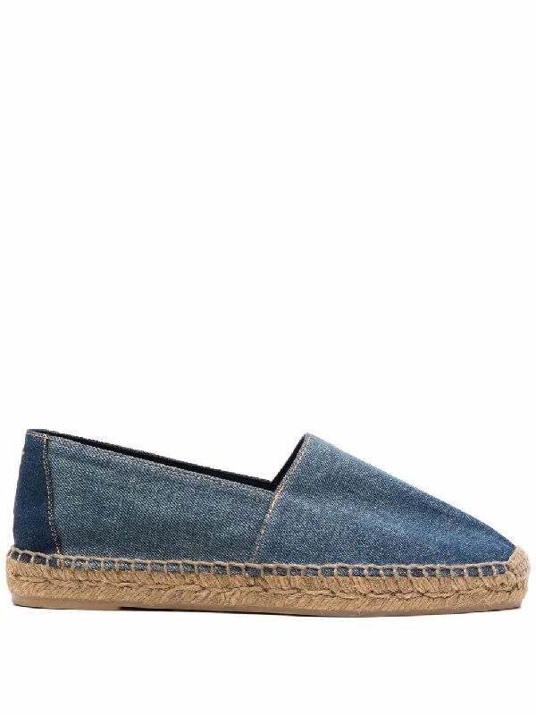 Monogram embroidered tab denim espadrilles