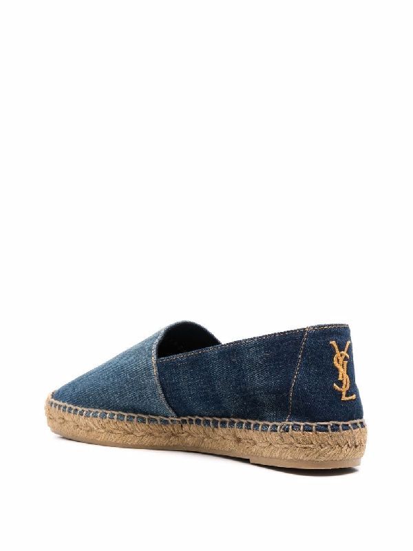 Monogram embroidered tab denim espadrilles