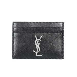 Metal Monogram Leather Card Holder