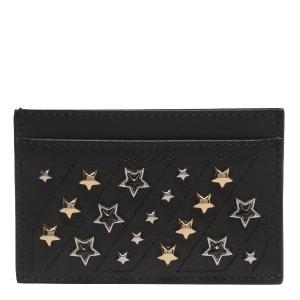 All-over star decoration leather card wallet
