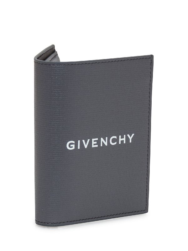 Logo Print Leather Fold Wallet