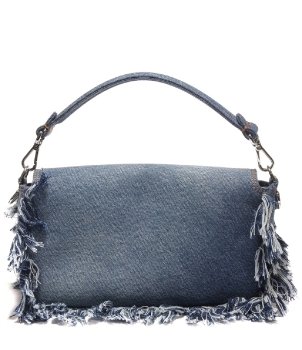 Baguette Blue Denim Fringe Bag