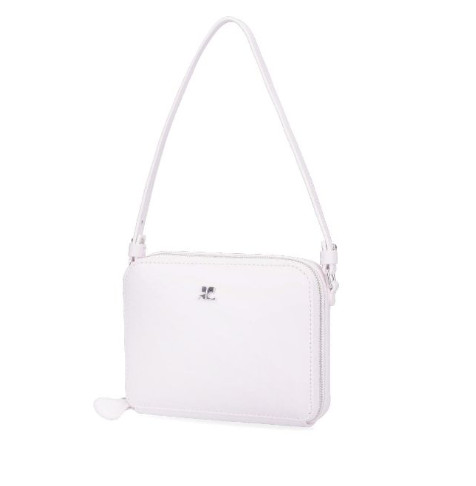 Metal logo cloud leather shoulder bag