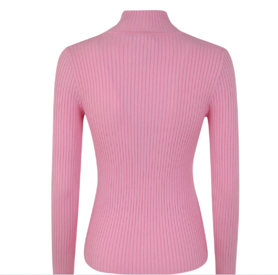 Logo high-neck rib knit top