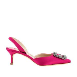 jewel-embellished satin slingback heels