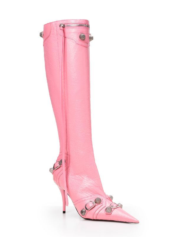 Kagol pointed toe lambskin boot heels