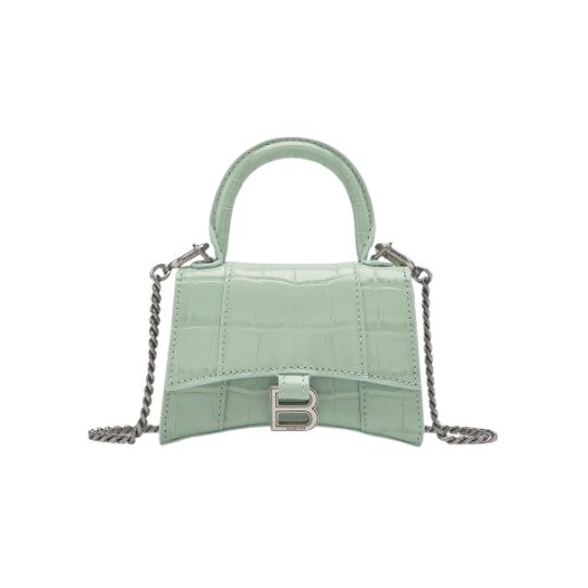 MINI CROCO LEATHER HOURGLASS CROSSBODY BAG