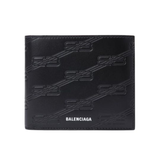 Men's Emboss Monogram Short Purse - Black