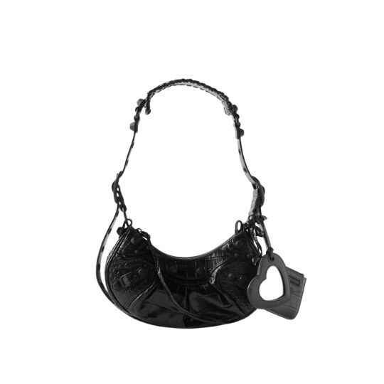 Le Cargol bag XS crocodile effect leather shoulder bag black