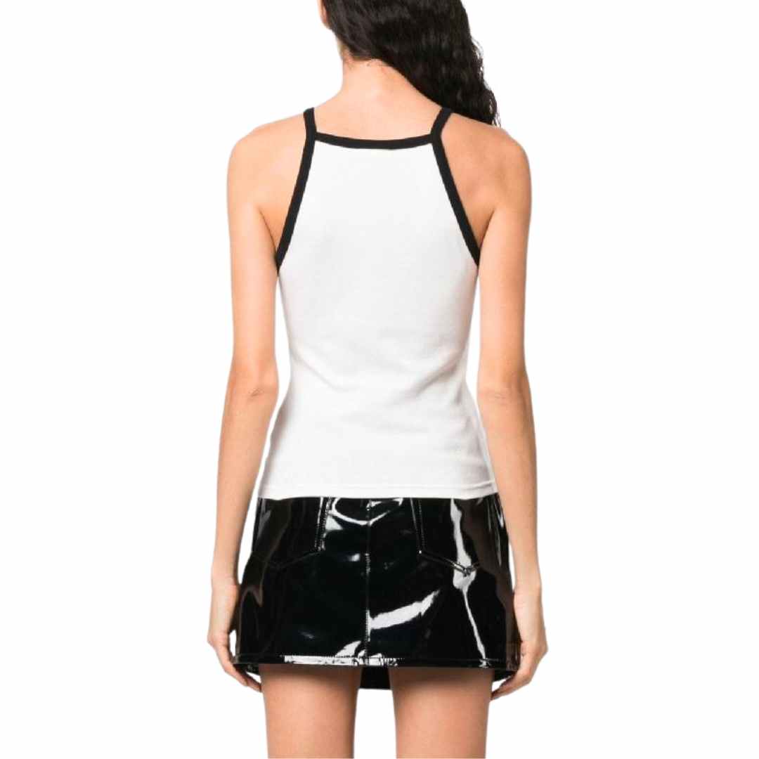 Courreges Light Ribs Contrast Tank Top Heritage White Black