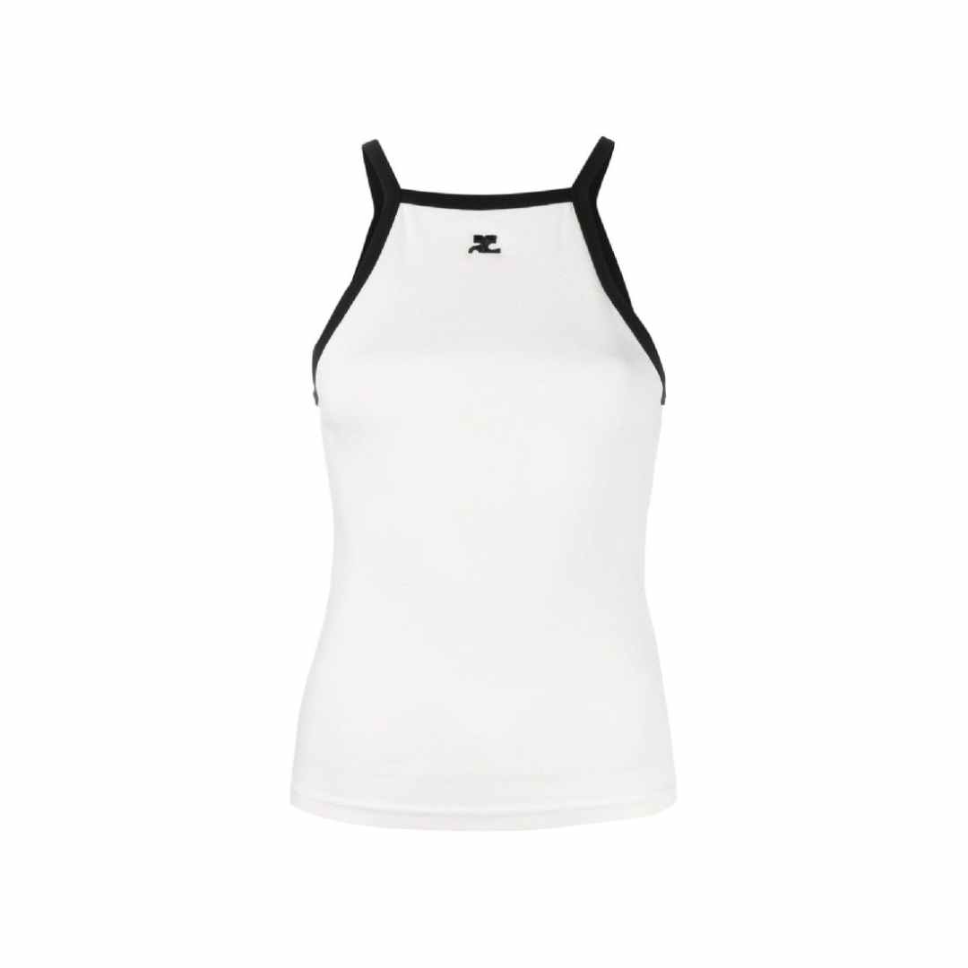 Courreges Light Ribs Contrast Tank Top Heritage White Black