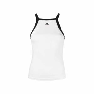 Courreges Light Ribs Contrast Tank Top Heritage White Black