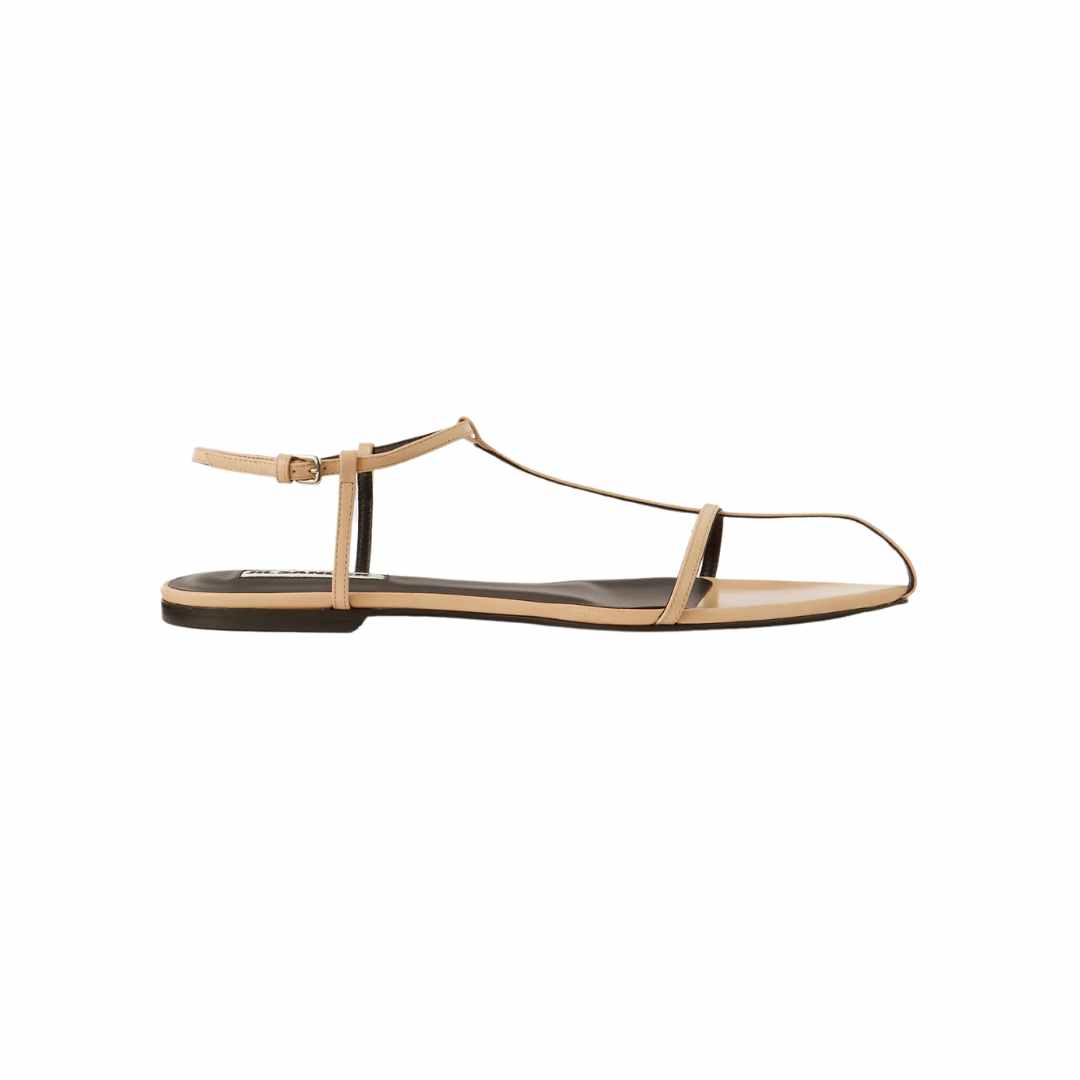 Women's Ankle Buckle Flat Sandal - Beige