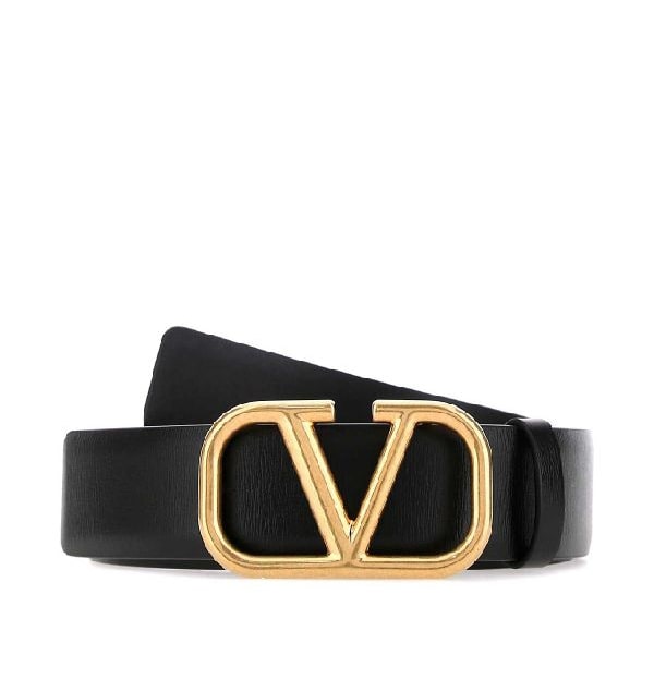 Signature V-logo leather belt