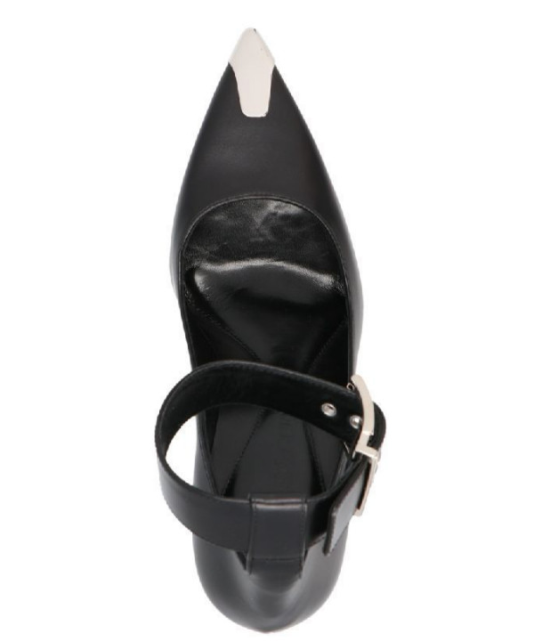 Metal toe leather pumps heels