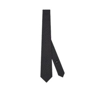 GG silk jacquard tie black