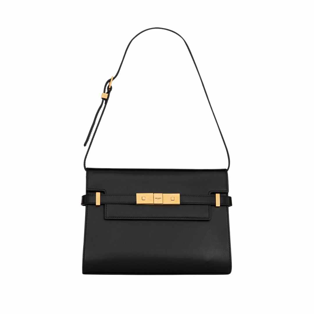 Saint Laurent Manhattan Small Shoulder Bag in Box Saint Laurent Leather Black