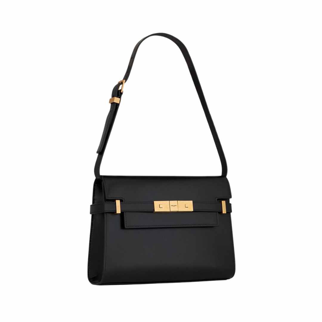 Saint Laurent Manhattan Small Shoulder Bag in Box Saint Laurent Leather Black