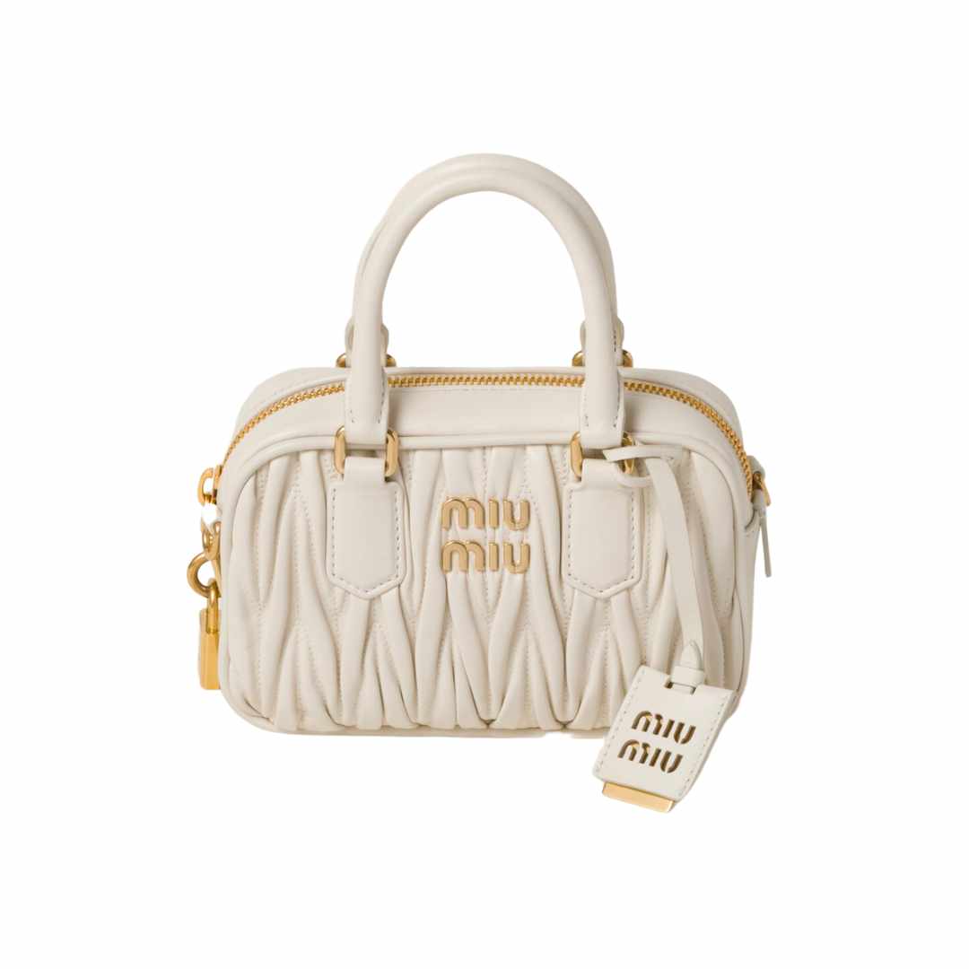 Miu Miu Matelasse Nappa Leather Top Handle Bag White