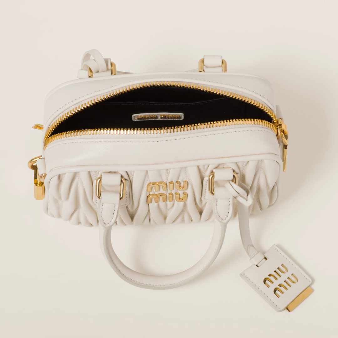 Miu Miu Matelasse Nappa Leather Top Handle Bag White