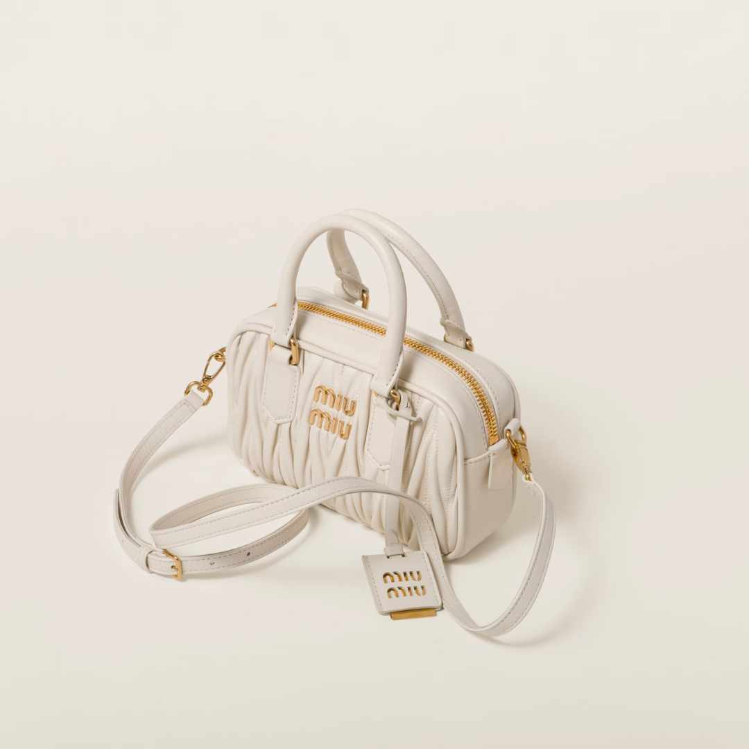 Miu Miu Matelasse Nappa Leather Top Handle Bag White