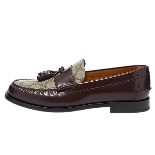Gucci Men's Kaveh GG Supreme Tassle Loafer in Bordeux