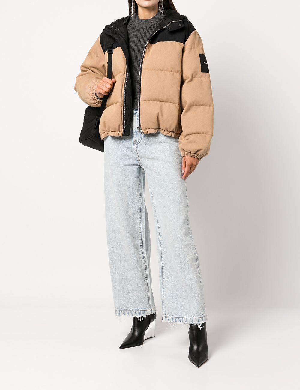 Alexander Wang Logo Patch Puffer Jacket Khaki Black