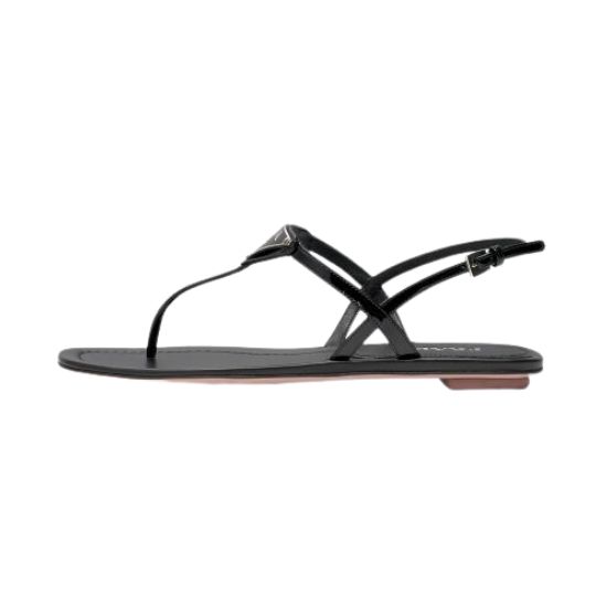 Women's Triangle Logo Flat Sandal - Black