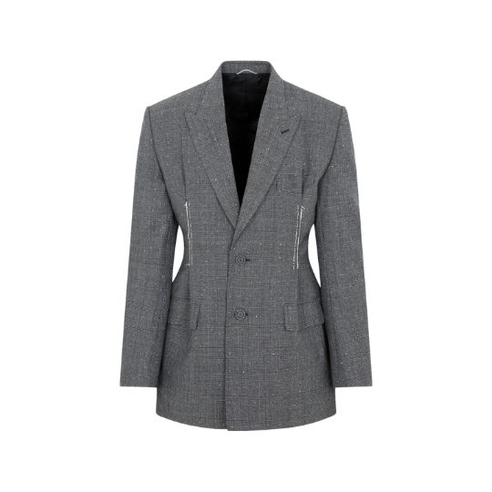 Checked wool blazer jacket