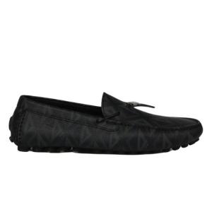 CD Diamond motif grained leather loafers black