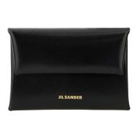 Jill Sander logo embossed leather envelope coin purse black