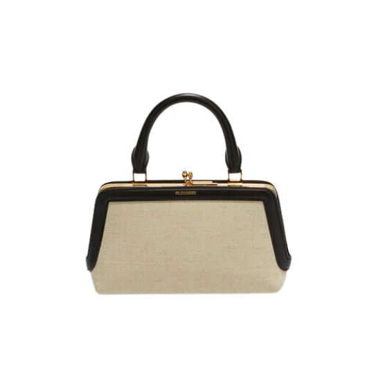 Leather mini handbag with metal frame and Jil Sander embossed logo detail