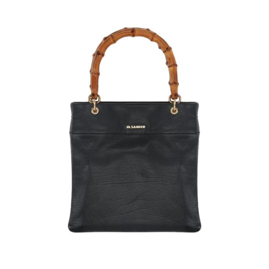 Small leather tote bag with embossed Jil Sander logo