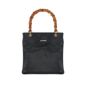 Small leather tote bag with embossed Jil Sander logo