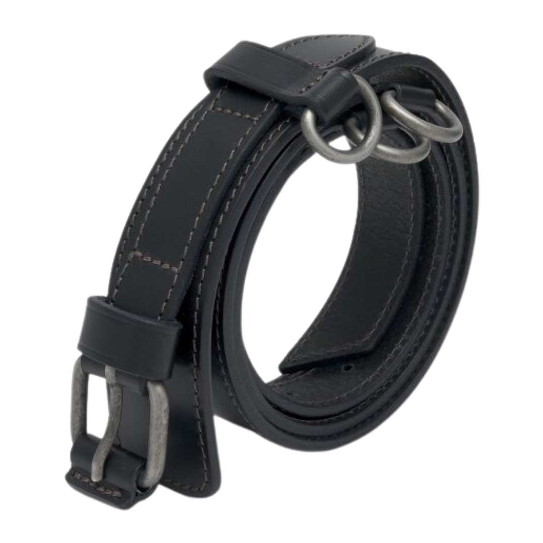 Men's Western Minimal Leather Belt - Black 