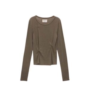  PINCHED SLIM TOP IN KHAKI